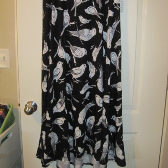Lularoe Black and White Bird Maxi Skirt - Picture 2 of 5